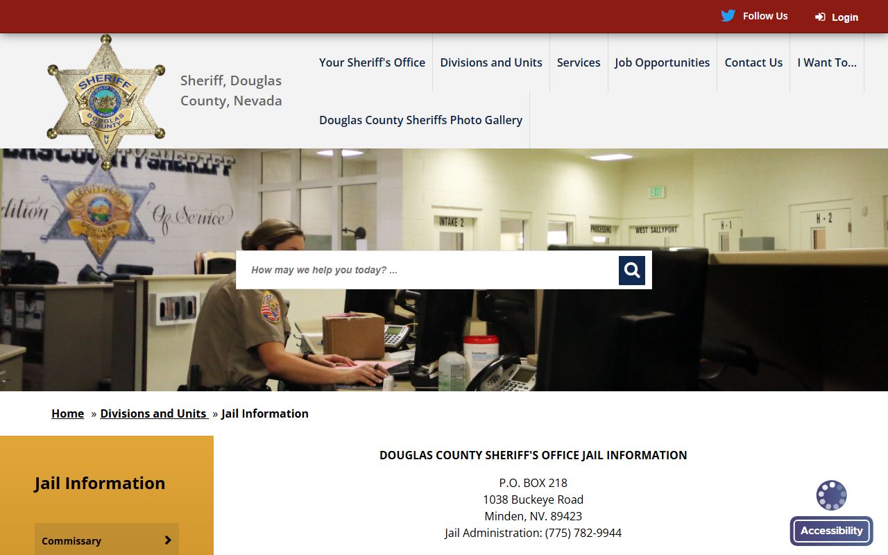 Douglas County Minden Jail inmate information page